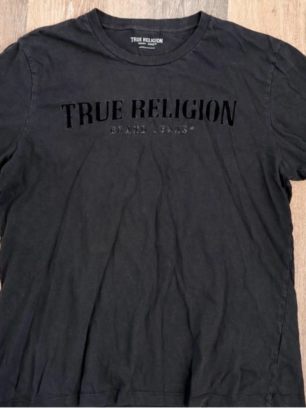 True Religion Black Embossed Logo Crewneck Tee
